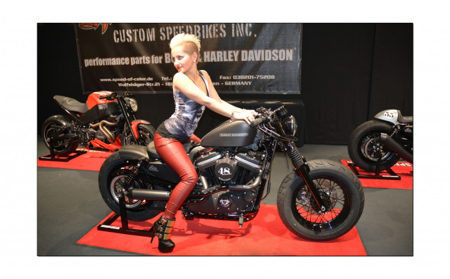 Обои картинки фото harley-davidson, мотоциклы, мото с девушкой, байк, девушка