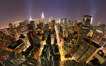 Картинка города нью-йорк+ сша дома город улицы вечер панорама огни здания