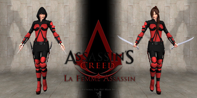 Обои картинки фото видео игры, assassin`s creed, взгляд, девушка, оружие, фон