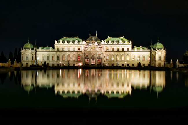 Обои картинки фото belvedere palace, города, вена , австрия, дворец, ночь
