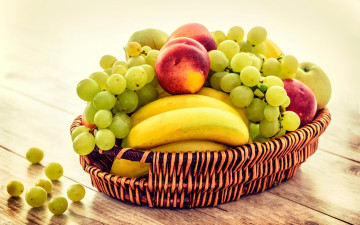 Картинка еда фрукты +ягоды бананы виноград