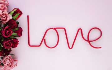 Картинка праздничные день+святого+валентина +сердечки +любовь надпись