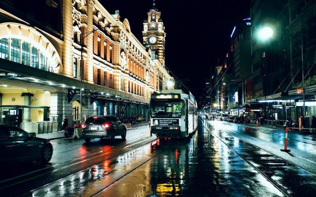 Обои картинки фото города, мельбурн , австралия, улица, вечер