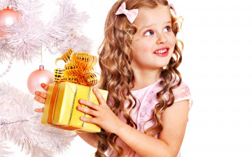 Картинка разное дети девочка подарок ёлка