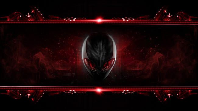 Обои картинки фото компьютеры, alienware, тёмный, красный