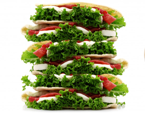 Обои картинки фото еда, бутерброды, гамбургеры, канапе, зелень, ветчина, фастфуд