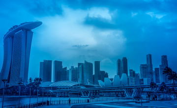 обоя города, сингапур , сингапур, здания, синь