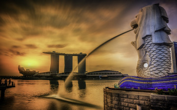 обоя города, сингапур , сингапур, закат