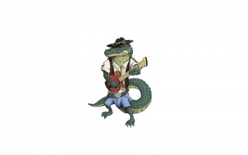 Картинка крокодил+с+гитарой рисованные минимализм крокодил китара шляпа