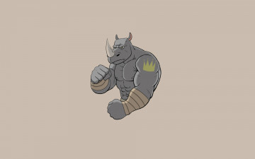 Картинка рисованные минимализм носорог кулаки корона мускулы rhinoceros