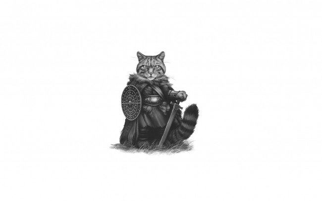 Обои картинки фото кот рыцарь, рисованные, минимализм, кот, cat, рыцарь, воин