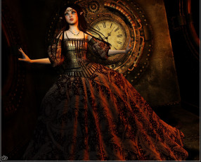 Картинка 3д+графика эльфы+ elves эльфийка взгляд фон платье часы