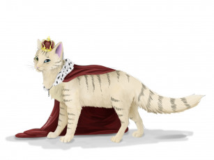Картинка рисованное животные корона накидка кот