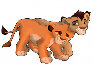 Картинка рисованное животные +львы фон львы