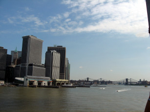 Картинка города нью-йорк+ сша река небоскребы мост