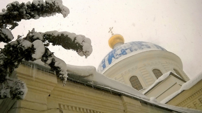 Обои картинки фото города, - православные церкви,  монастыри, настроение, сосульки, небо, снег, храм, зима
