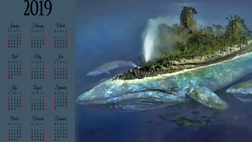 Картинка календари фэнтези растения кит водоем