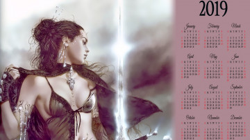 Картинка календари фэнтези воительница украшения девушка оружие