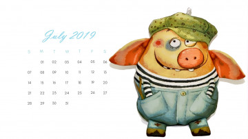 обоя календари, рисованные,  векторная графика, одежда, свинья, кепка, поросенок
