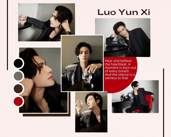 Обои картинки фото мужчины, luo yunxi, актер, коллаж, бокал
