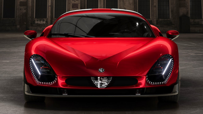 Обои картинки фото alfa romeo 33 stradale 2024, автомобили, alfa romeo, красный, здание