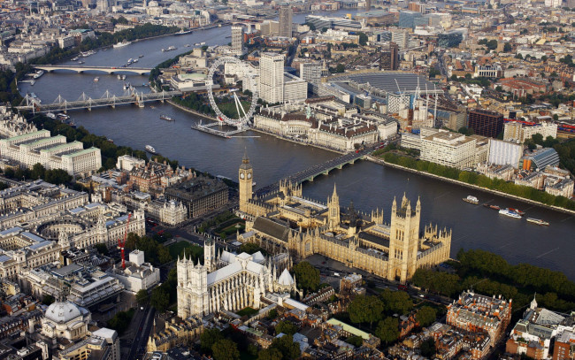Обои картинки фото города, лондон, великобритания, река, мосты, дома