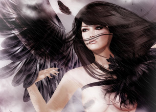 Картинка 3д графика angel ангел слезы волосы крылья