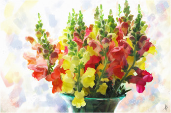 Картинка рисованные цветы букет цветов ваза