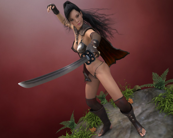 Обои картинки фото 3д графика, amazon , амазонки, меч, девушка