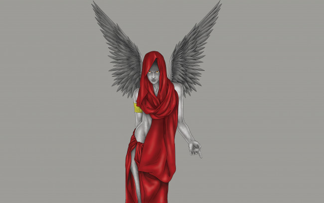 Обои картинки фото ангел, фэнтези, ангелы, красная, одежда, девушка, крылья