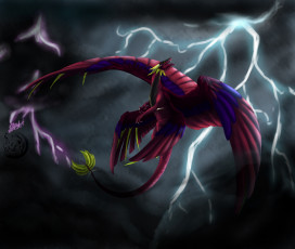 Картинка рисованное животные +сказочные +мифические дракон молния