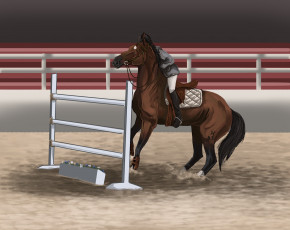 Картинка рисованное животные +лошади ипподром лошадь скачки жокей