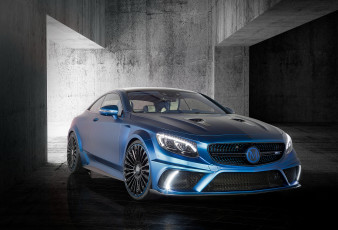 обоя автомобили, mercedes-benz, синий, 2015г, c217, edition, diamond, coupе, amg, s, 63, mansory