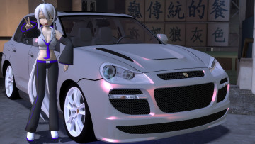 Картинка 3д+графика аниме+ anime фон взгляд девушка автомобиль