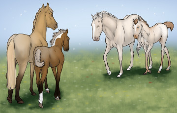 Картинка рисованное животные +лошади лошади взгляд лошадки