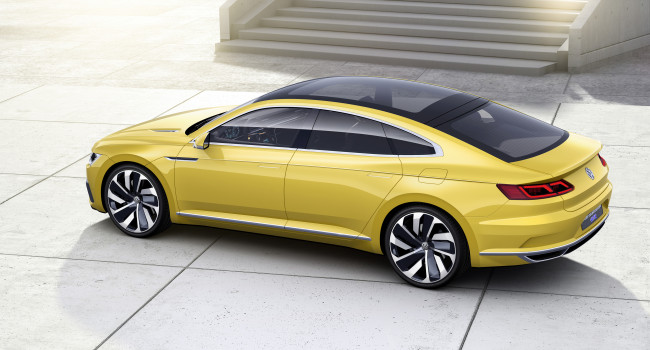 Обои картинки фото автомобили, volkswagen, 2015г, gte, concept, sport, coupе, желтый