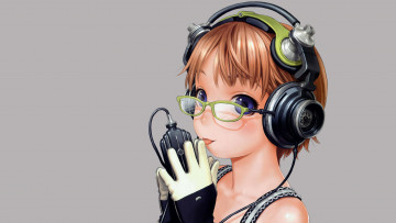 Картинка аниме музыка микрофон наушники девочка арт