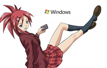 обоя компьютеры, windows 7 , vienna, взгляд, девушка, фон, логотип