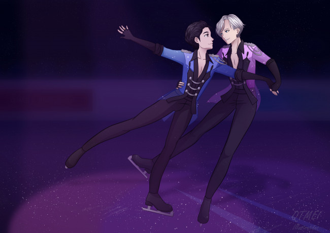 Обои картинки фото аниме, yuri on ice, yuri, on, ice, юрий, на, льду, арт, юри, катсуки, виктор, никифоров