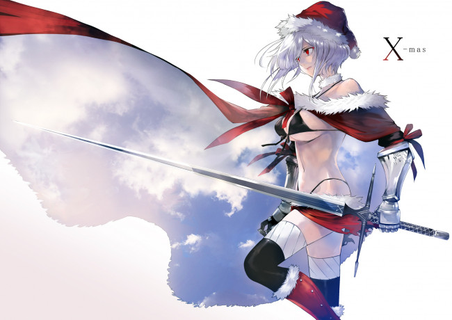 Обои картинки фото аниме, зима,  новый год,  рождество, tokiti