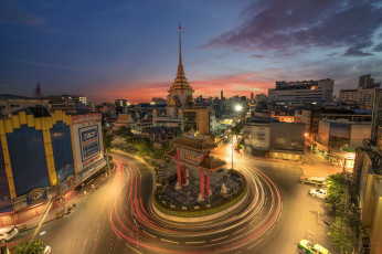Картинка bangkok`s+chinatown города бангкок+ таиланд огни ночь