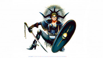 Картинка календари фэнтези оружие воительница девушка