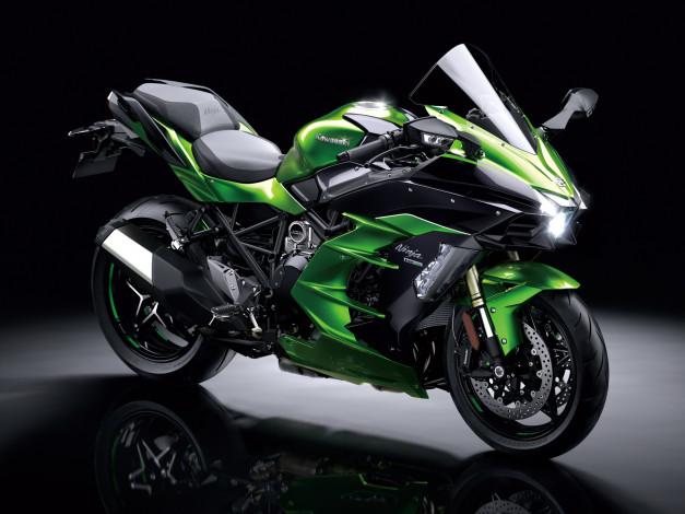 Обои картинки фото kawasaki ninja h2 sx, мотоциклы, kawasaki, мотоцикл, зеленый