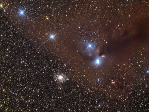 Картинка звезды пыль южной короне космос галактики туманности