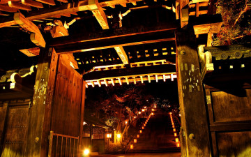 Картинка города огни ночного kyoto japan
