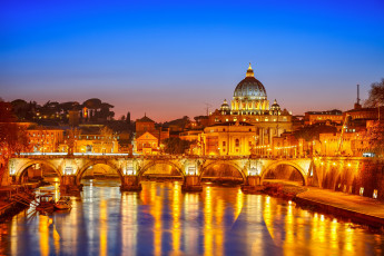 Картинка города рим +ватикан+ италия мост город сумерки
