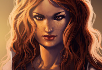 Картинка рисованное люди рыжая лицо девушка локоны