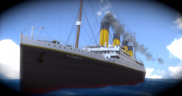 Картинка корабли рисованные море облака корабль titanic