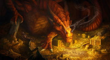 Картинка рисованное кино дым эребор сокровище дракон хоббит пустошь смауга золото the hobbit desolation of smaug