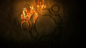 Картинка компьютеры ubuntu+linux логотип фон огонь